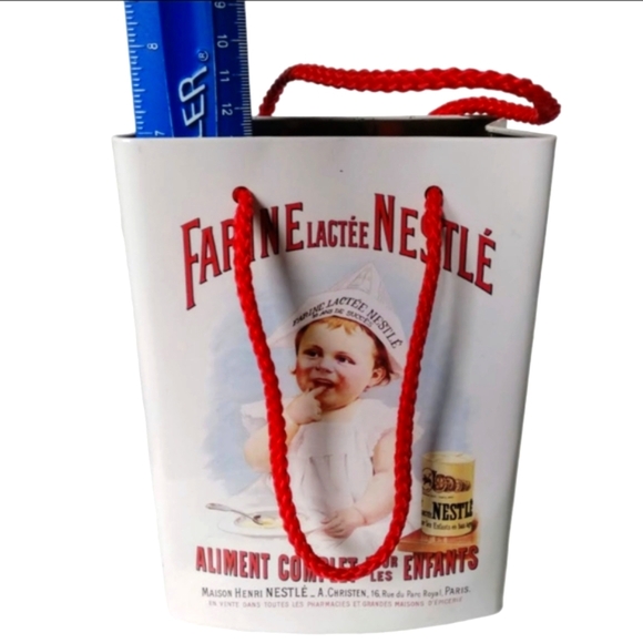 Cookie Tin Gift Storage Farine Lactee Nestle Good Start Supreme W/ Cord Handles - Picture 8 of 11
